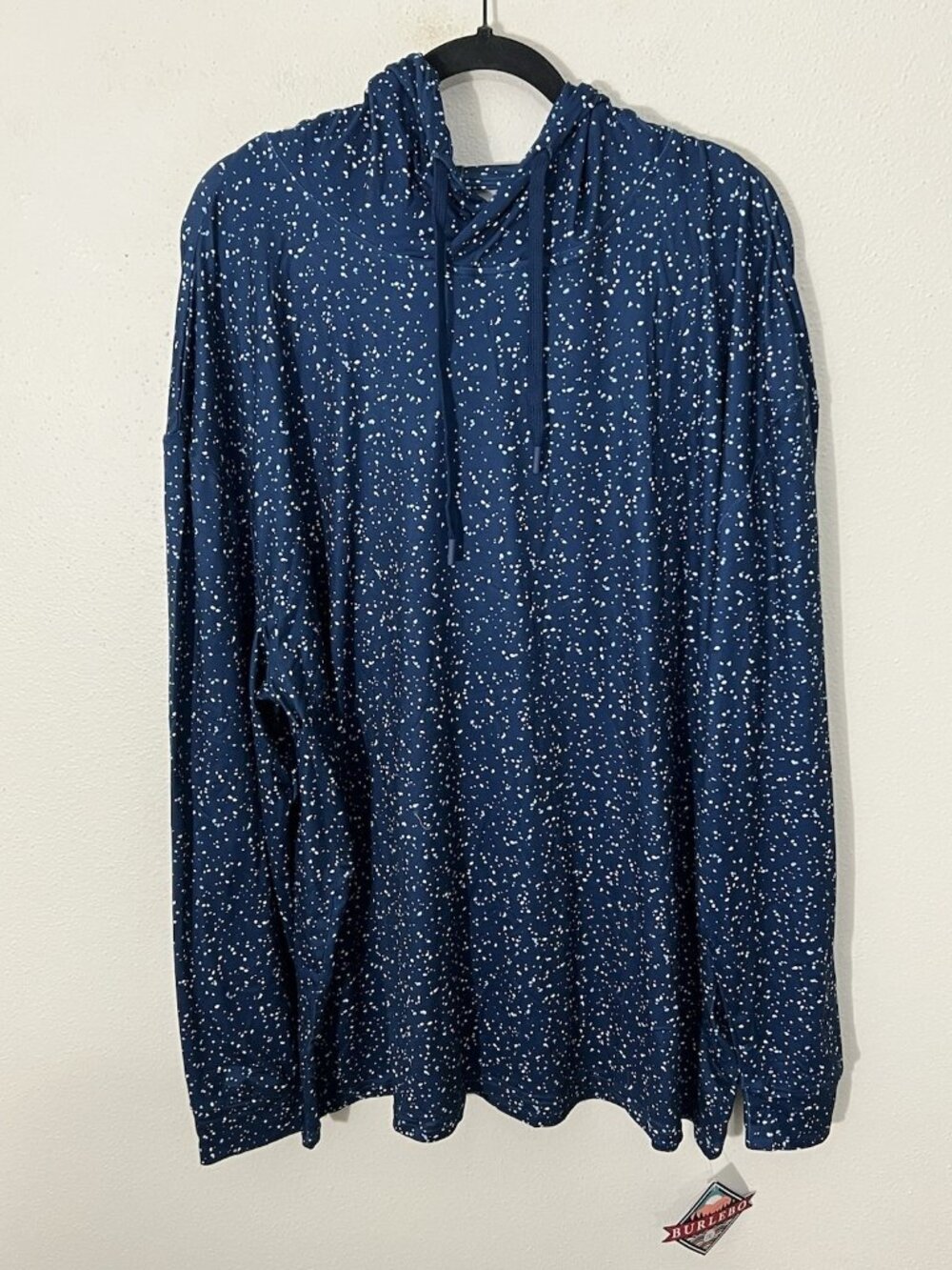 NWT Burlebo Performance Hoodie Men’s Blue Splatter Speckled Size 2XL